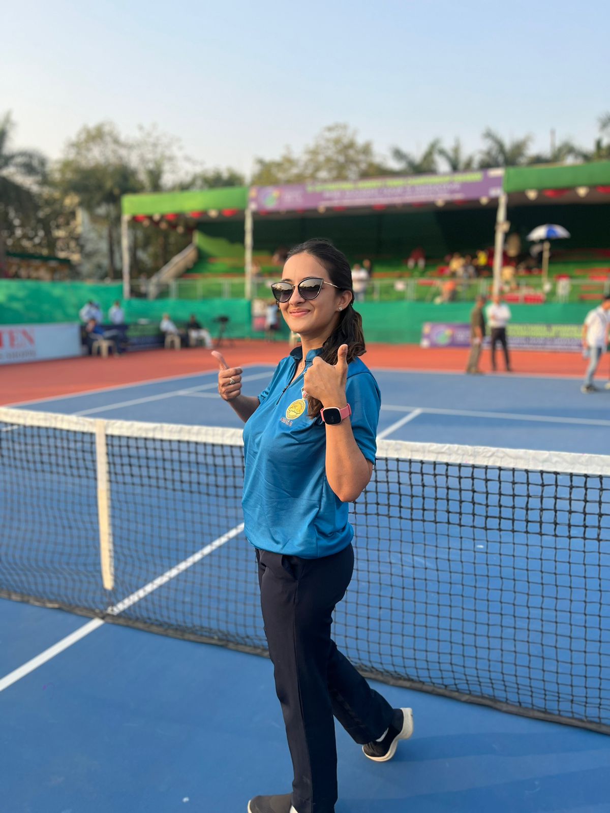 Warm-up session facilitated by physiotherapists at tennis championship