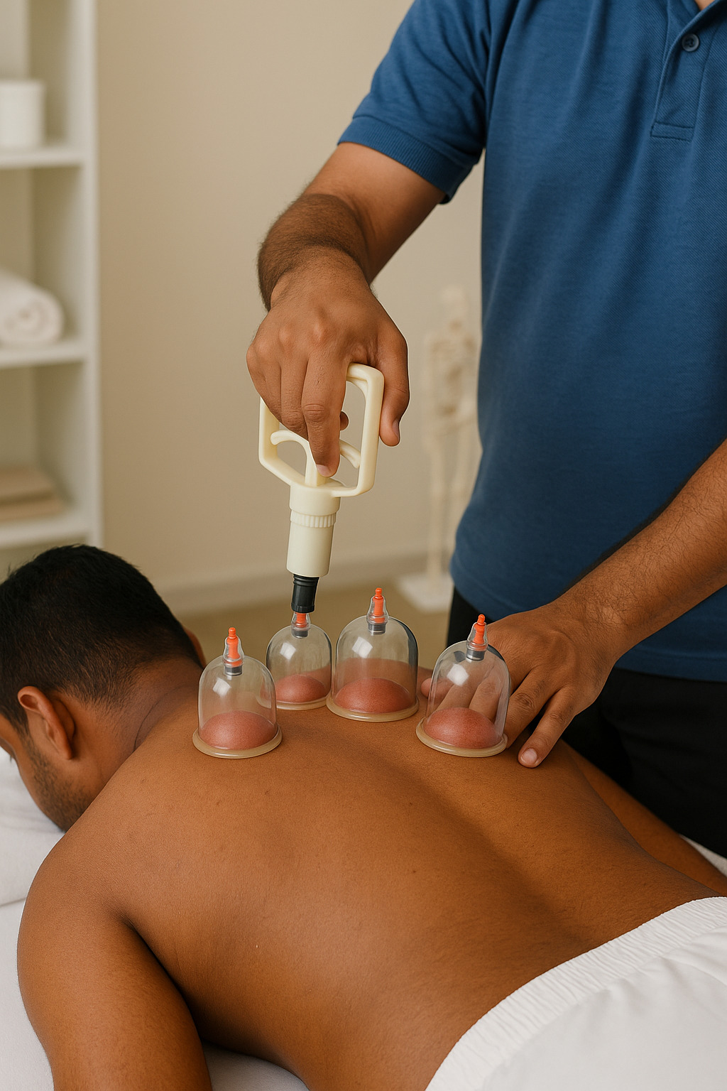 Photograph of a cupping therapy session