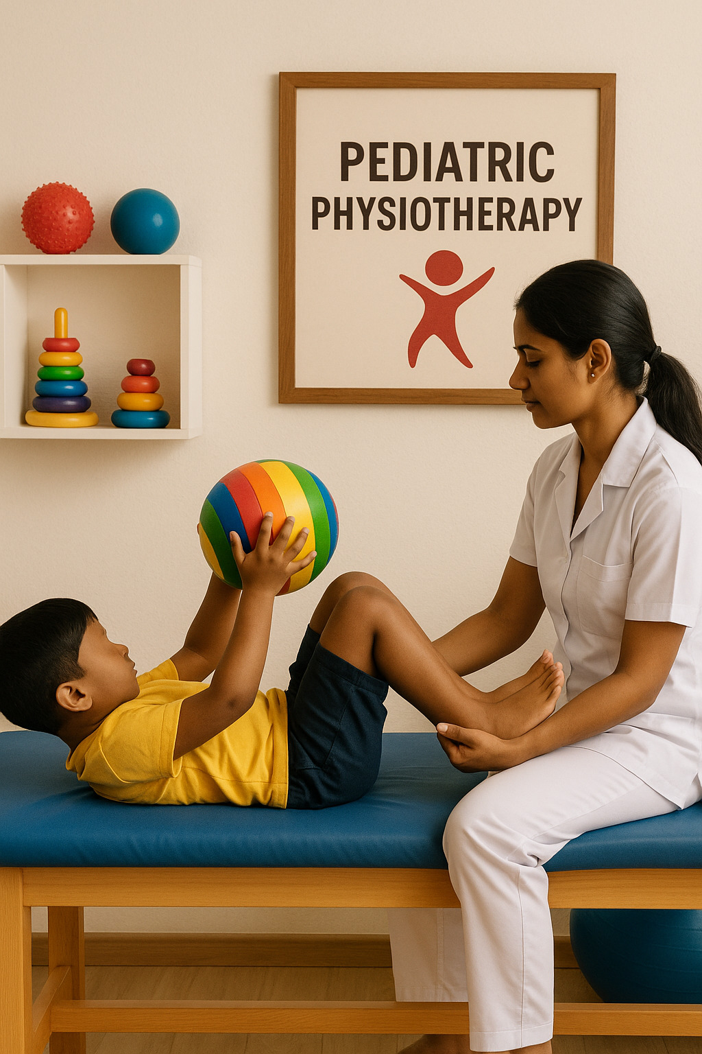 Child doing playful physiotherapy activities