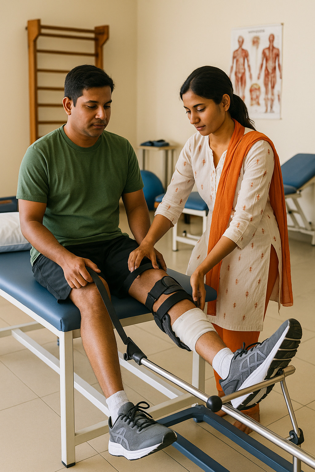 Client performing guided post-surgical strengthening